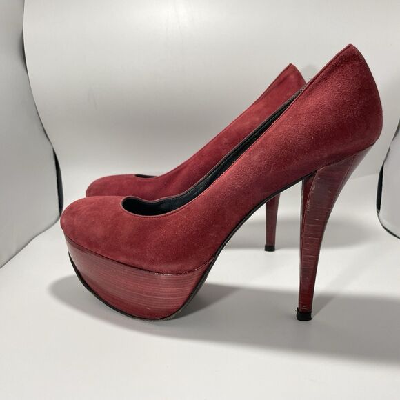 Stuart Weitzman Red Suede Platform High Heel Pumps Women’s 7.5 M Spain - Picture 6 of 10